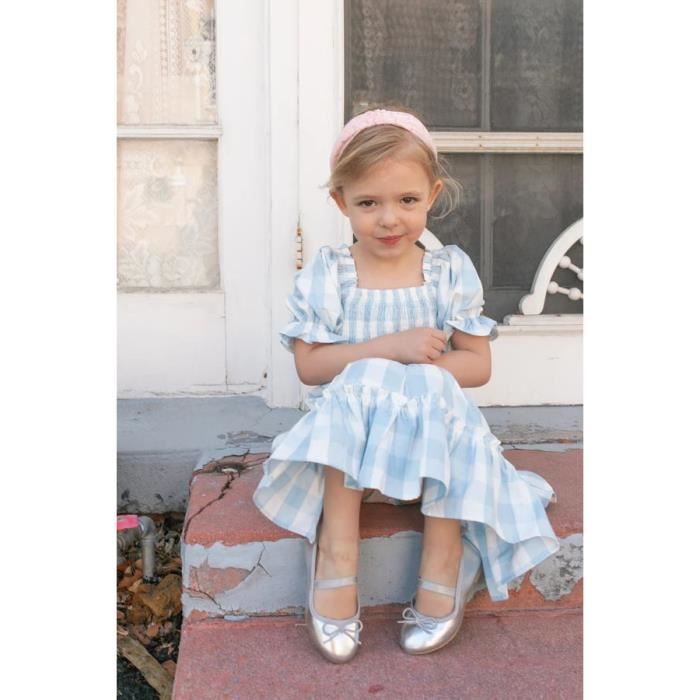 Princesse mignonne robe pastorale col carr manches lanterne robe carreaux floral