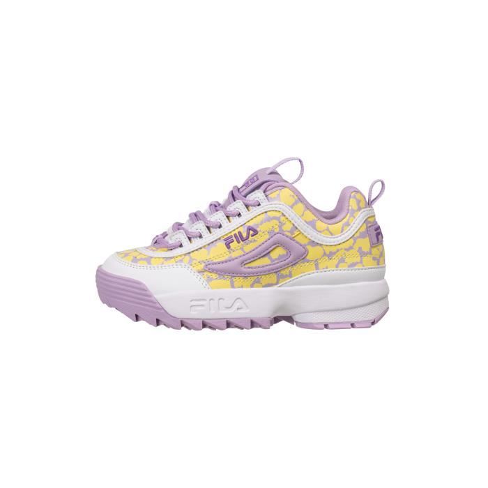 baskets fille - fila - disruptor f - fair orchid/white - lacets - synthétique