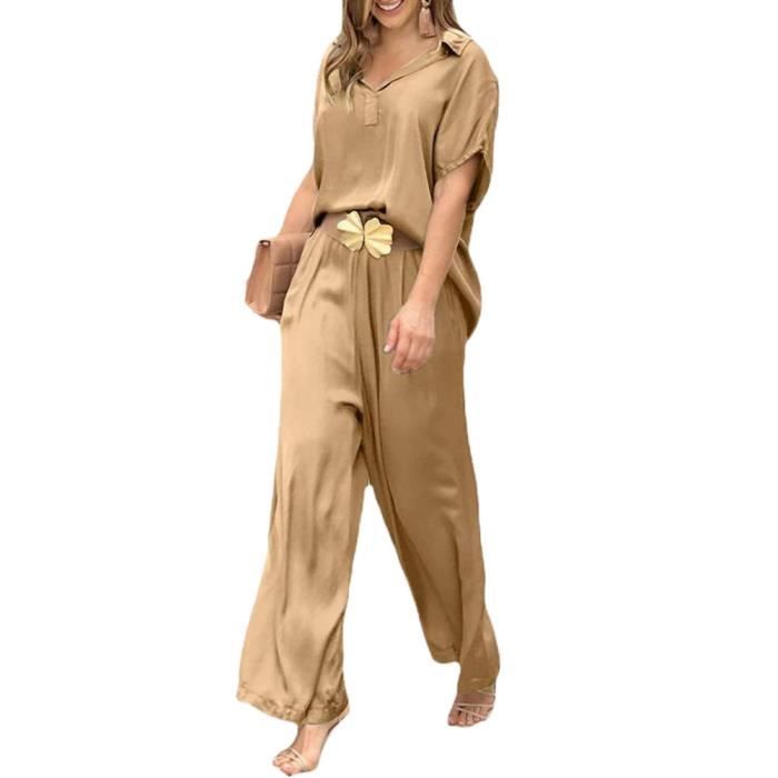 Ensemble Femme Chic Et Elegant Ete Fluide Pant Et Haut Fête