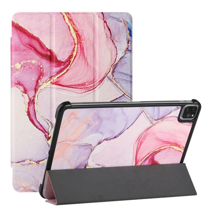 Tablette Housse Pour Apple iPad Pro 11 2018 2020 2021 pochette etui a rabat Marbre violet rose PU Cuir Support de protection Cdiscount Informatique