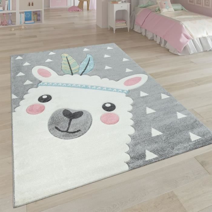 Tapis Enfant Chambre Enfant Aspect 3d Adorable Alpaga Design Tons