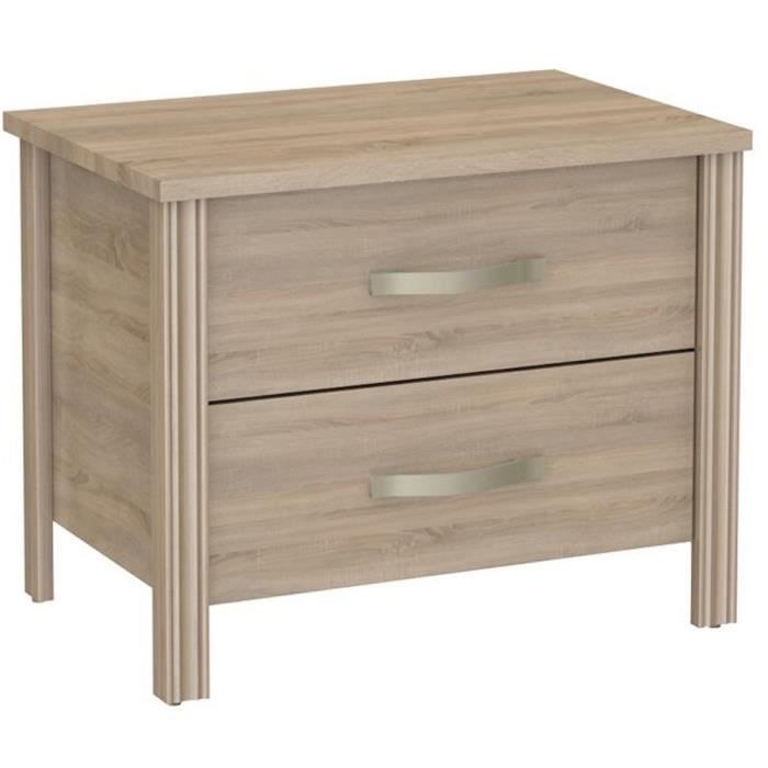 Table De Chevet De 2 Tiroirs Coloris Chene Scie Dore Dim 60 6