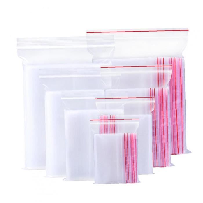 100 Sacs De Rangement Plastique Zip 12x12 Pouces - Transparents, Refermables, Pour Organisation