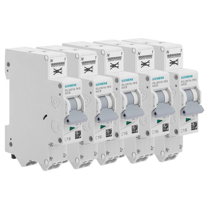 Disjoncteur SIEMENS Lot de 5 disjoncteurs Auto P+N Courbe C Intérieur