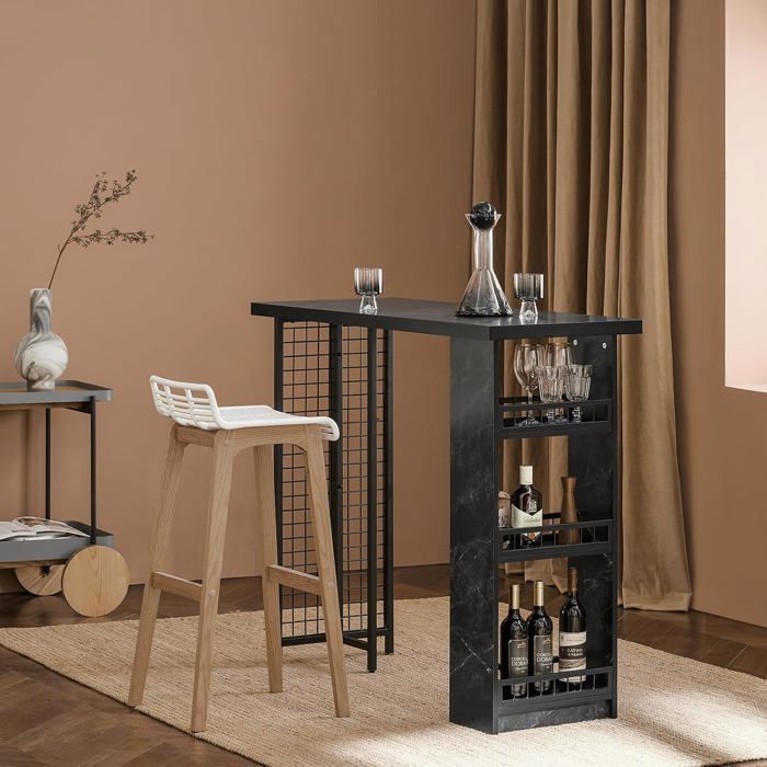 SoBuy Table de Bar Design avec 3 Étagères Table Haute Bistrot Effet Marbre pour Cuisine Salle à Manger et Salon 120x50x105 cm SoBuy Table de Bar Design avec 3 Étagères Table Haute Bistrot Effet Marbre pour Cuisine Salle à Manger et Salon 120x50x105 cm