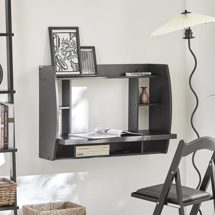 SoBuy® FWT18-Sch Table murale Bureau avec Étagère intégrée Armoire de rangement murale (Noir) SoBuy® FWT18-Sch Table murale Bureau avec Étagère intégrée Armoire de rangement murale (Noir)