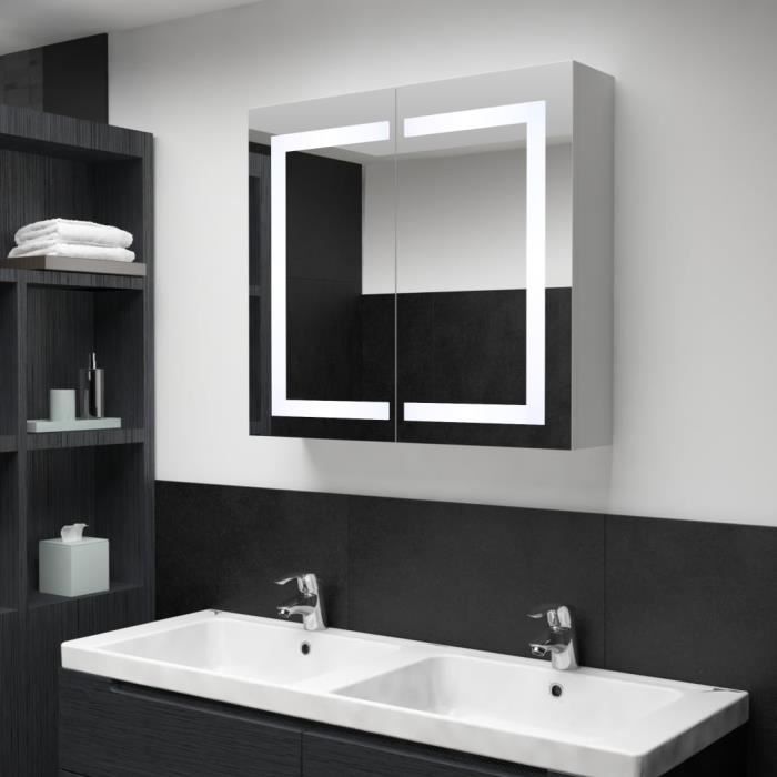 armoire de salle de bain led 80x12,2x68 cm - sonew - blanc - contemporain - design