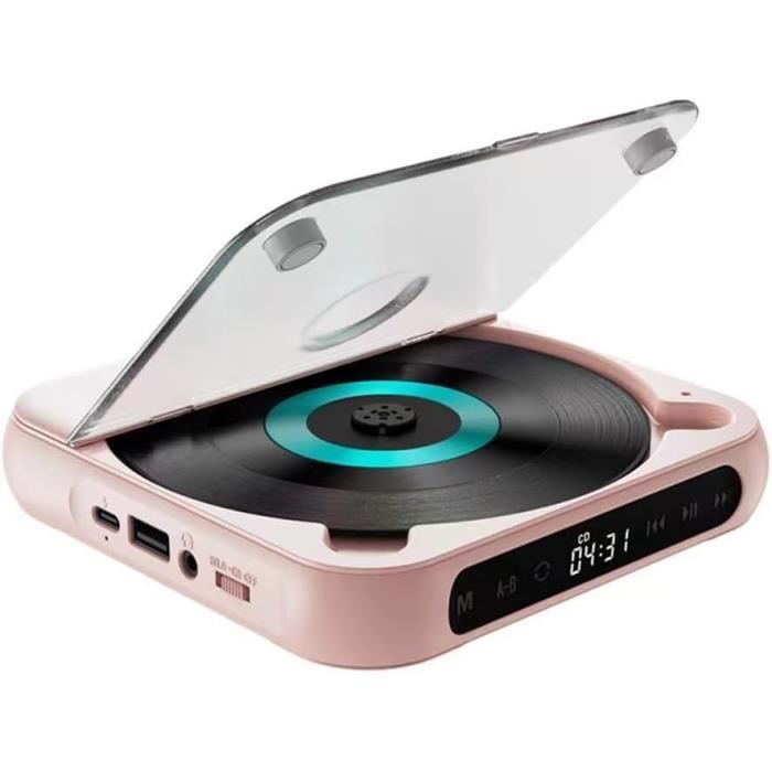 Lecteur CD Stéréo Avec Haut-parleurs - USB, AUX, Charge Type-C, Batterie 3600mAh, Design Vintage - 5