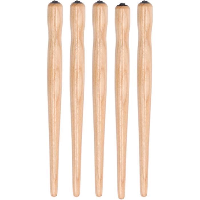 Porte-Plume Calligraphie En Bois - Lot De 5 - Santal Et Acajou - Pour Débutants Et Dessin