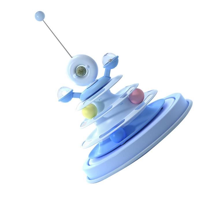 Meilleurs prix pour SURENHAP jouet dexercice pour animaux de compagnie Jouet interactif pour chat 3 pistes de balle sûr  animalerie jouet Bleu