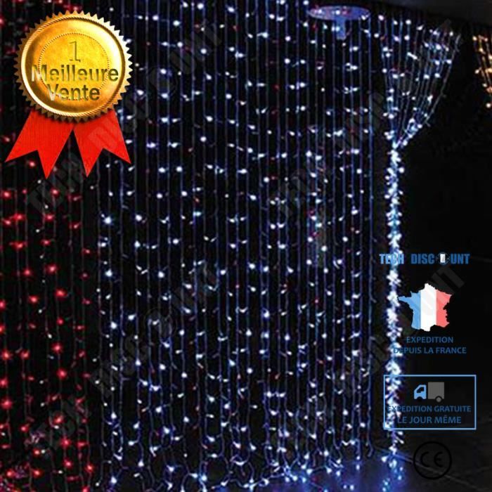 td® 1m * 3m 120 led rideau lumineux guirlande lumineuse led cascade bande mise en page de fond décoration de mariage couleur chaude