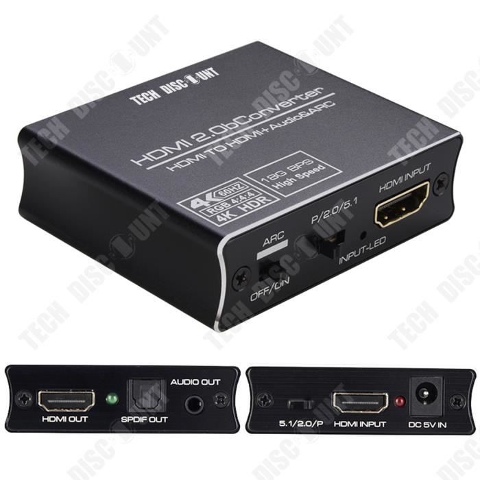 TD® Séparateur audio HDMI 4K60PS5 vers fibre optique 5.1 séparateur de casque audio 3.5 connecté à l'amplificateur de puissance