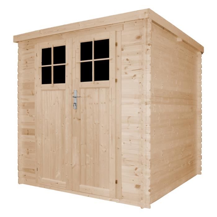 TIMBELA M309F+M309G Abri de jardin en bois H200 x l204 x L204 cm / 3.53 m2 AVEC SOL TRAIT&Eacute;