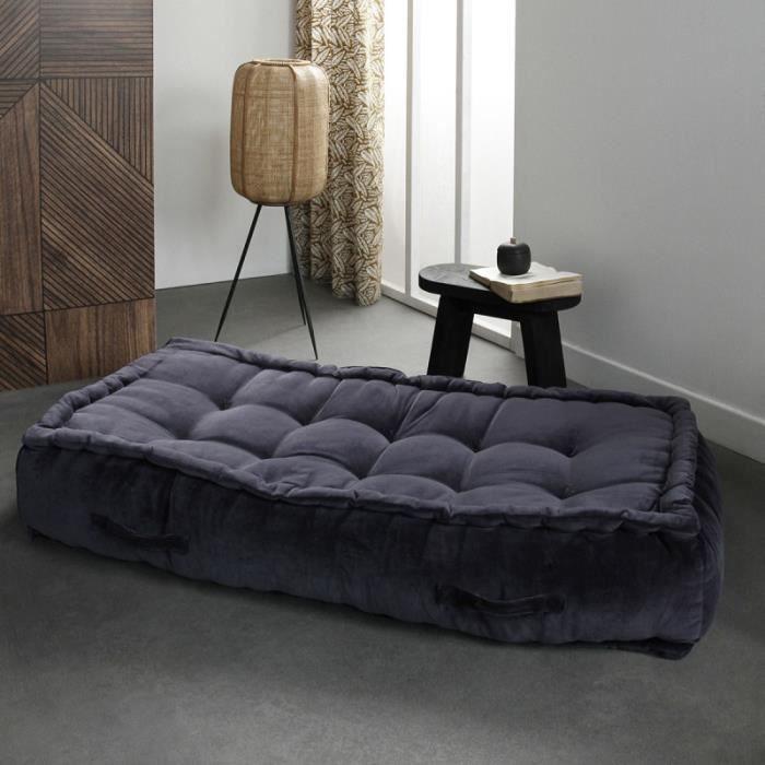 Matelas et coussins de sol - Matelas de sol en coton - Teranga - 120 X 60 X 30 cm - Gris Bleu
