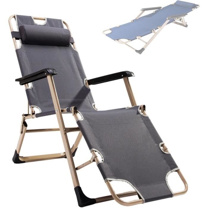 Chaise Longue De Camping Pliable KRUZA - Légère, Solide Et Confortable Pour Plage Et Extérieur