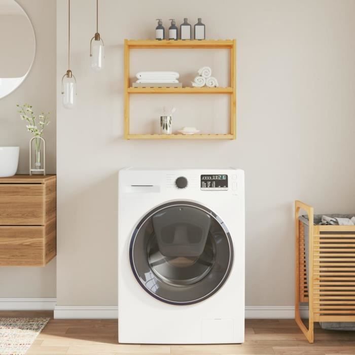 Étagère de salle de bain - Bambou - 3 niveaux - 60x15x54 cm - Design contemporain - Verni