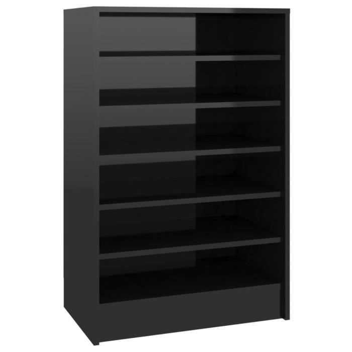 Armoire à chaussures Noir brillant 60x35x92 cm Aggloméré 808952 Cdiscount Maison