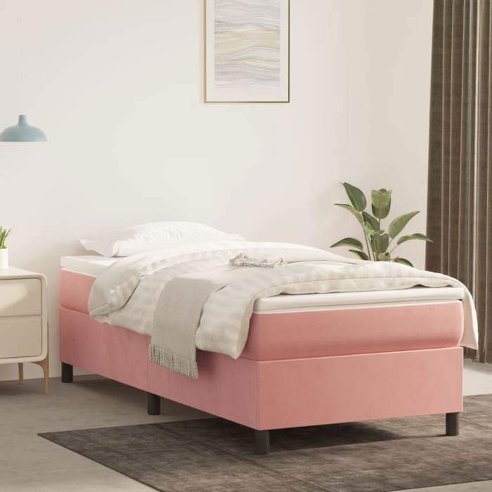 vidaXL Cadre de lit à lattes Lit Rembourré Lit Simple Lit Adulte Meuble de Chambre à Coucher Intérieur Moderne Rose 3121107