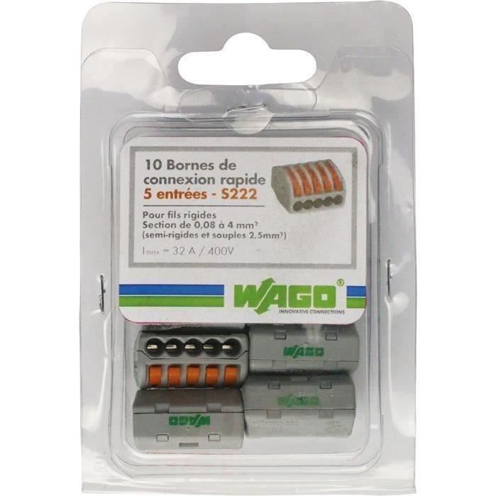 WAGO Lot de 5 bornes automatiques à levier, 2,5 mm² pour rigide et souple  WAGO pas cher 