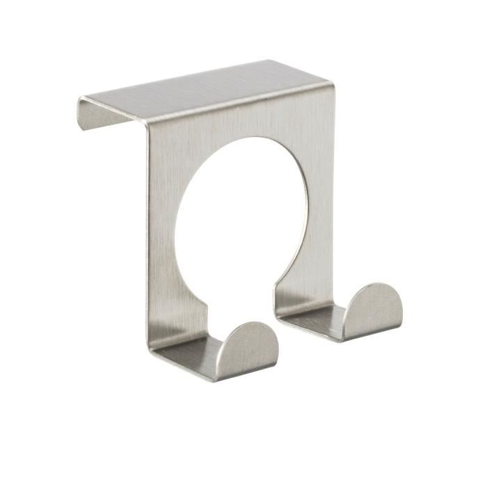 WENKO Crochet porte serviette double à suspendre Porte Torchon Cuisine Lot de 2 Acier inox 5x5 cm mat