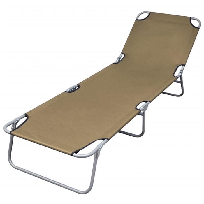 tip - chaise longue pliable avec dossier réglable taupe - yosoo - dx026693