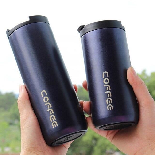 Tasse Thermos Café 380ml Noir - Gobelet Isotherme Acier Inoxydable 304 - Chaud 6h Froid 8h - Étanchéité Parfaite