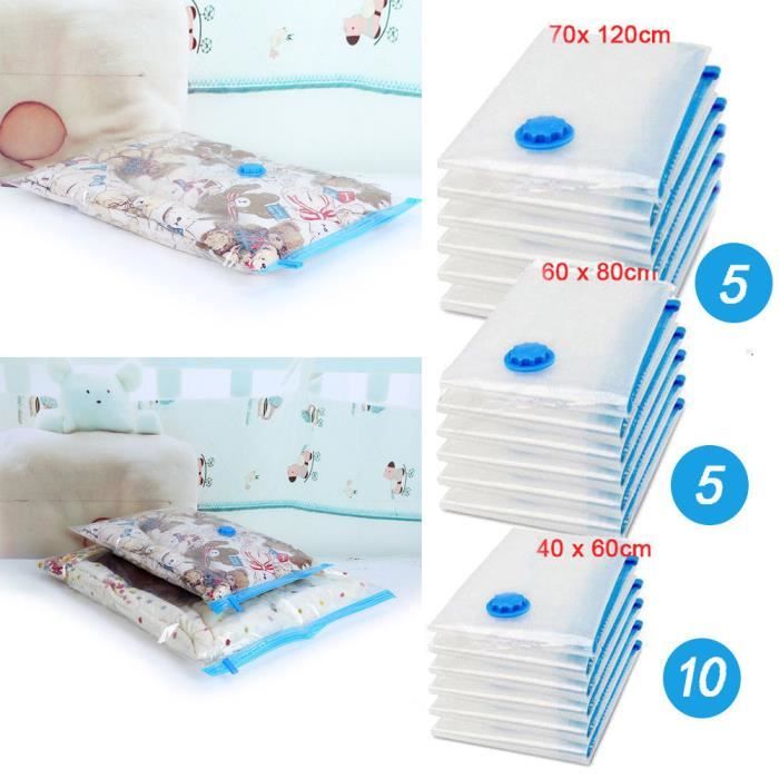 20 Pcs Sac Sous Vide Sac Aspirateur De Stockage Sac A Vetements