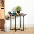 Table d'Appoint Table Basse Bout de canapé à café en métal noir - Hexagone - L 45 cm-1