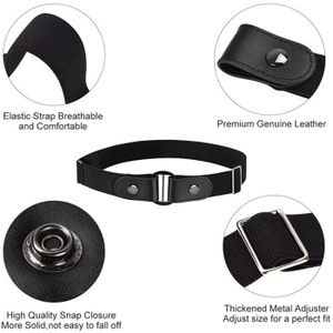 Ceinture élastique Unisexe Sans Boucle Pour Femme, Homme, Jean, Pantalon, Robe (noir), BLANC