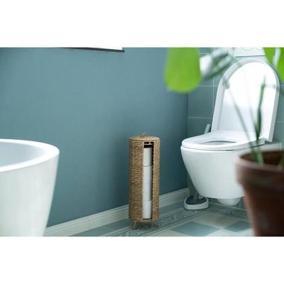 Panier En Osier Pour Papier Toilette - Rangement 6 à 9 Rouleaux, Salle De Bain, Jacinthe D'Eau