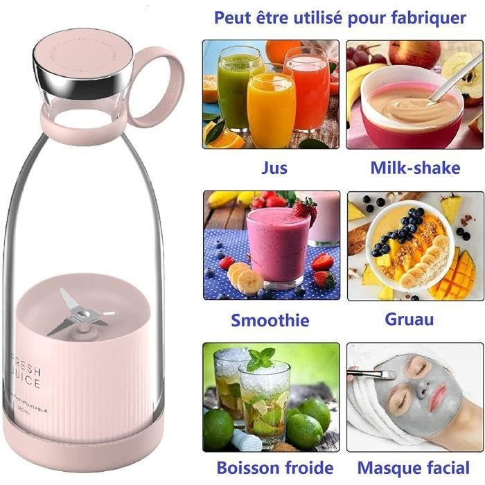 Hyindoor Mixeur Portable pour Smoothie et Fresh Juice Mini Blender Portable Sans Fil avec 10