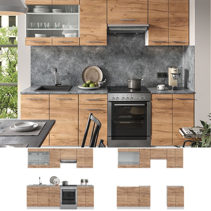 Cuisine équipée Vicco Fame-Line 240 Cm - Moderne Et Ultra-brillante - Anthracite
