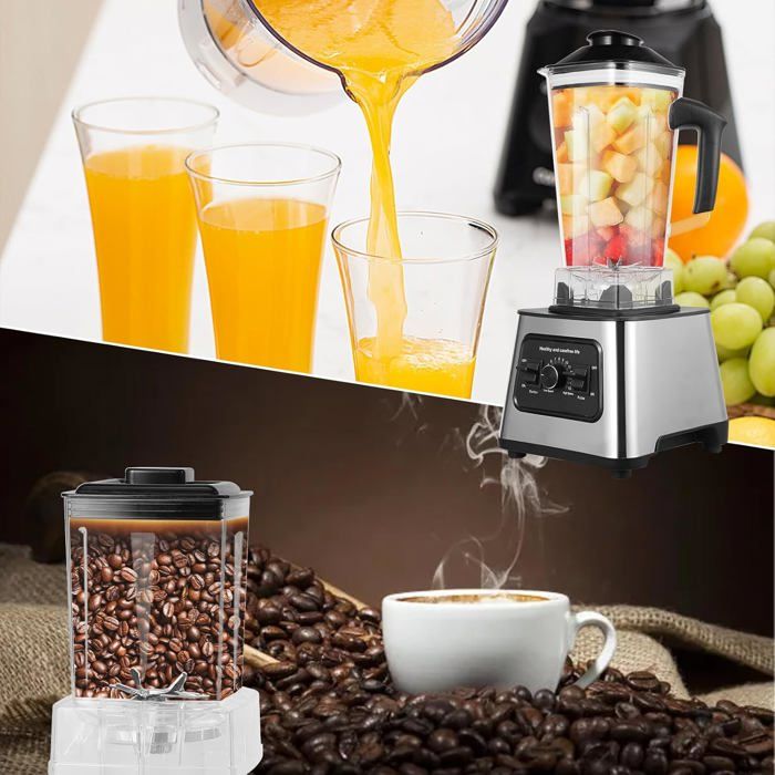 Mixeur Professionnel 6000W - 3 En 1 : Bol 2,5L + Robot 2L + Tasse 0,8L - 15 Vitesses - Lames Inox