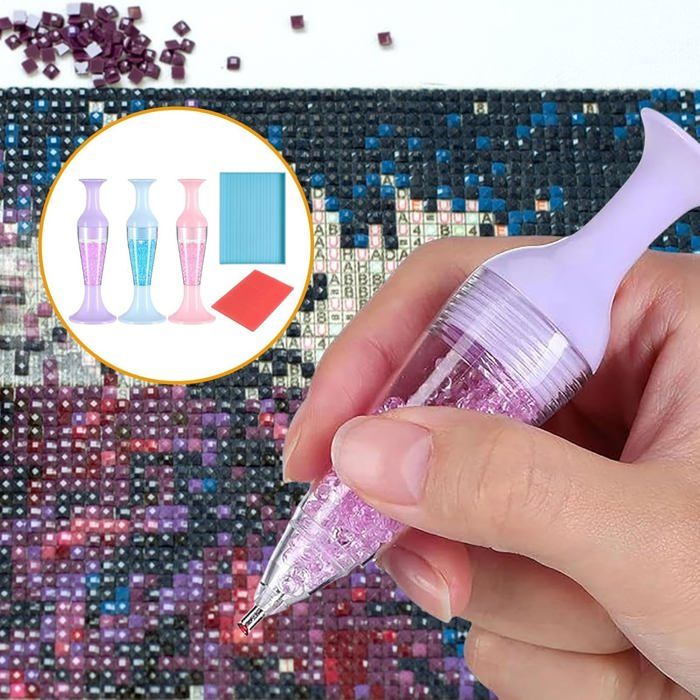 3PCS Stylo Diamonds Painting Avec Reservoir, Outils de Peinture Diamant Stylo de Forage de Peinture de Diamant Diamonds Painting Stylo de Forage à