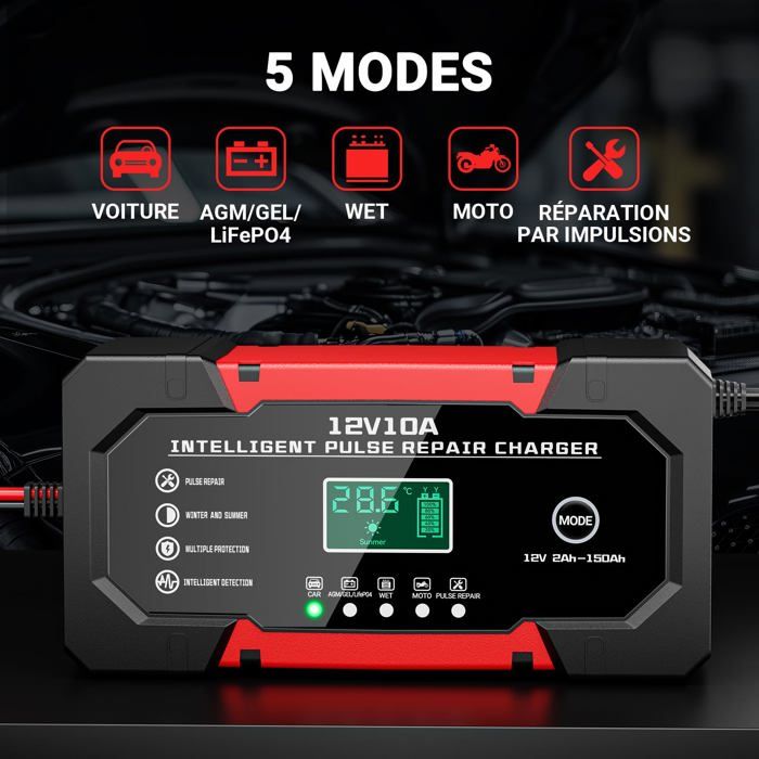 Chargeur Batterie Voiture Moto Chargeur De Batterie Intelligent 12V/10A 24V/5A - Marque Husgw, Maintien De Charge Yonhan Battery Charger 10-amp
