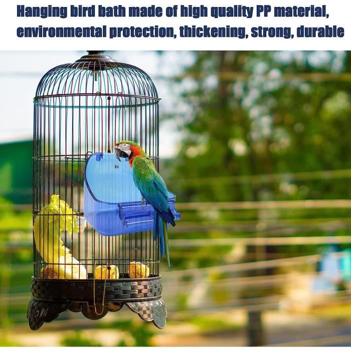 Bain d'oiseau pour cage, boîte de bain d'oiseau d'animal de compagnie,  accessoires de cage d'oiseaux Baignoire de perroquet pour petits oiseaux  Perruches canaries Perroquets