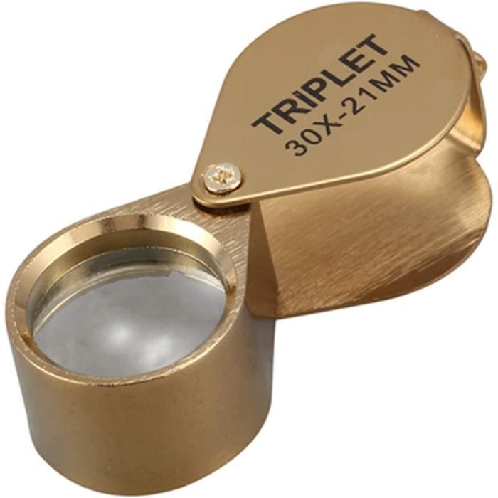Loupe Pliante 30x Avec étui – Métal Doré, Verre De Qualité Bijoutier