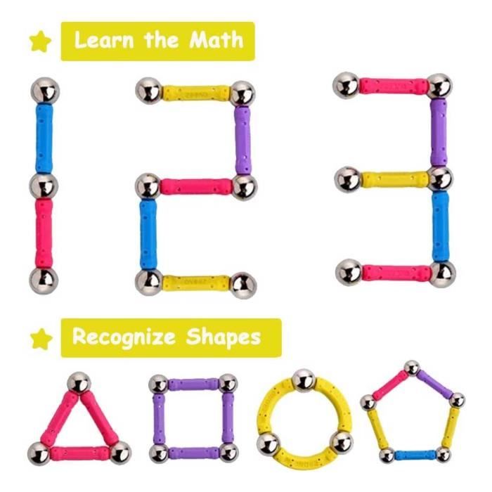 BANBBY 145 Pièces Jouets Magnétiques - Bâtons De Construction 58mm 10 Couleurs, Jeu STEM Créatif Pour Enfants