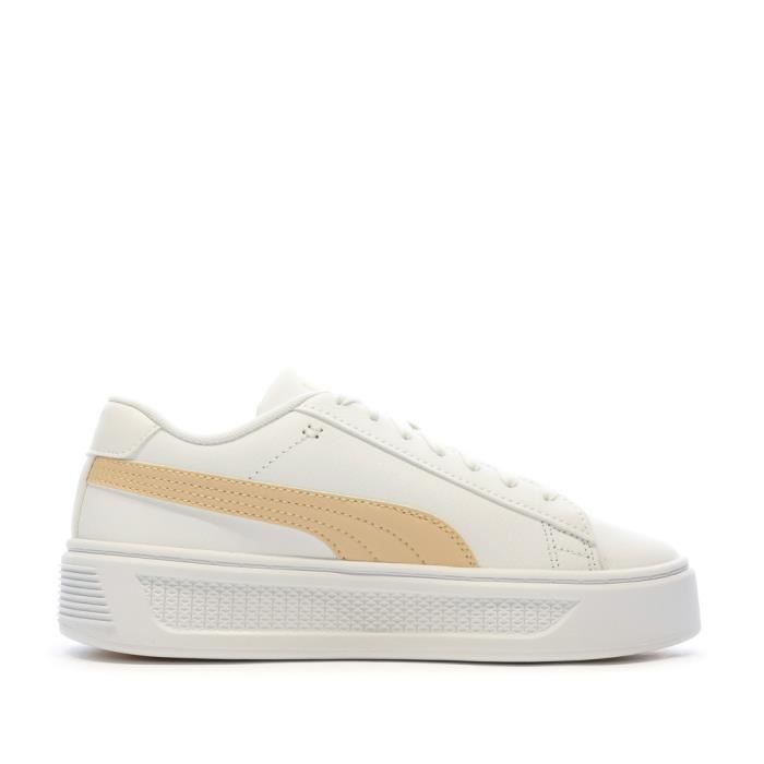 Baskets Blanches Beige Femme Puma Smash Platform V3