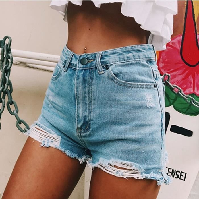 Short en jean ultra court pour femme avec poches a la mode decontractee n59367 Bleu Cdiscount Pret a Porter