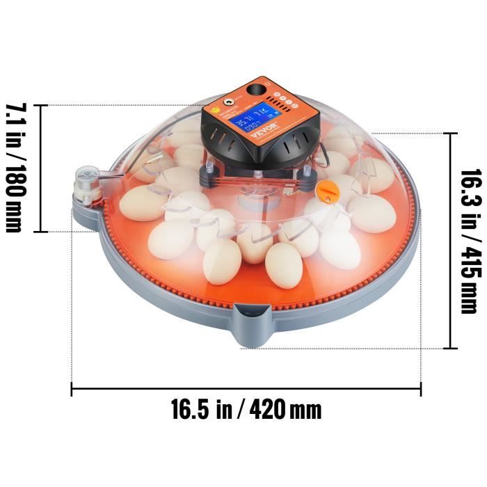 Okkobi M10 Couveuse Oeufs Automatique 10 Œufs - Retournement & Humidité Contrôlés - Idéale Poules Cailles Canards - Vert Orange