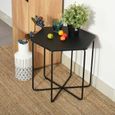 Table d'Appoint Table Basse Bout de canapé à café en métal noir - Hexagone - L 45 cm-2