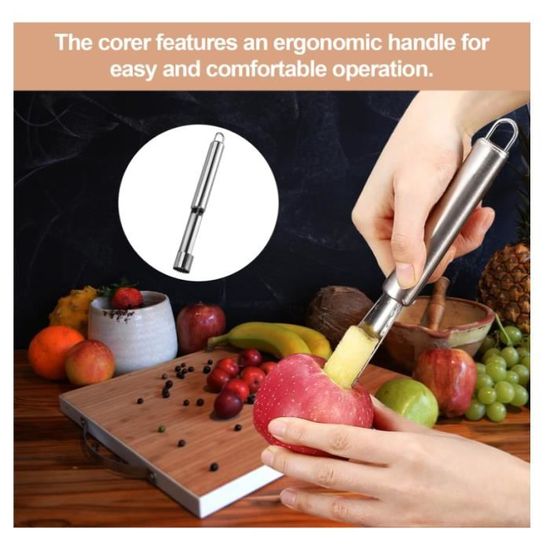 Dénoyauteur De Pommes En Acier Inoxydable - Lame 1,5 Cm, Manche En Bois - Pour Pommes Au Four, Tartes, Compotes