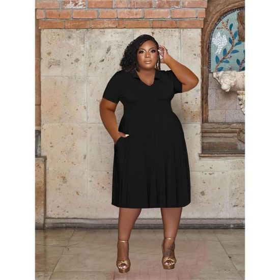 Robe grande taille pour femmes manches courtes couleur unie decontractee douce elegante maxi vetements d ete 1.5mmx14542m Blanc Cdiscount Pret a Porter