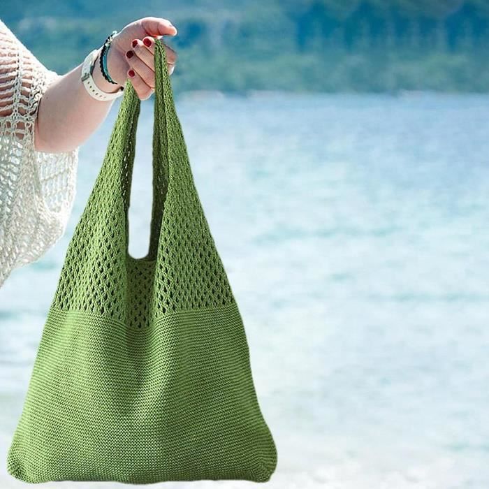 Sac De Plage Au Crochet  Sac Hobo Esthétique Décontracté Féerique Durable  - Sac Summer Beach Crochet, Avec Un Travail Exqui[u2483] Vert - Cdiscount  Bagagerie - Maroquinerie