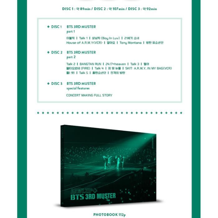 BTS 3RD MUSTER ARMY ZIP Blu-ray 韓国 グク BTS 3RD Muster Army.ZIP + Paquete completo de disco Blu-ray