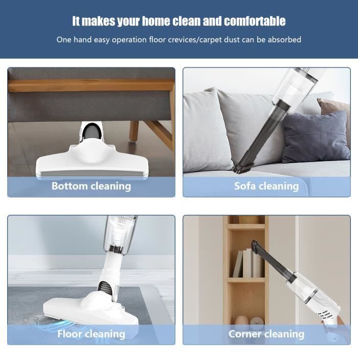 Aspirateur sans fil JOULLI Modèle 2-en-1 Filtre HEPA