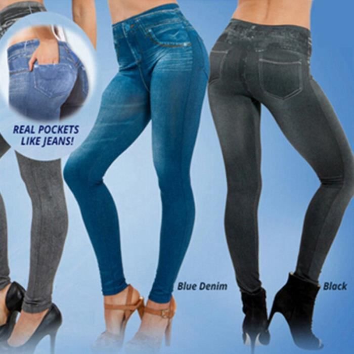 PANTALON Leggings chauds jean femmes Denim pantalon avec poche mince jegging Fitness grande taille Leggings S XXL Type blue Blanc Cdiscount Pret a Porter