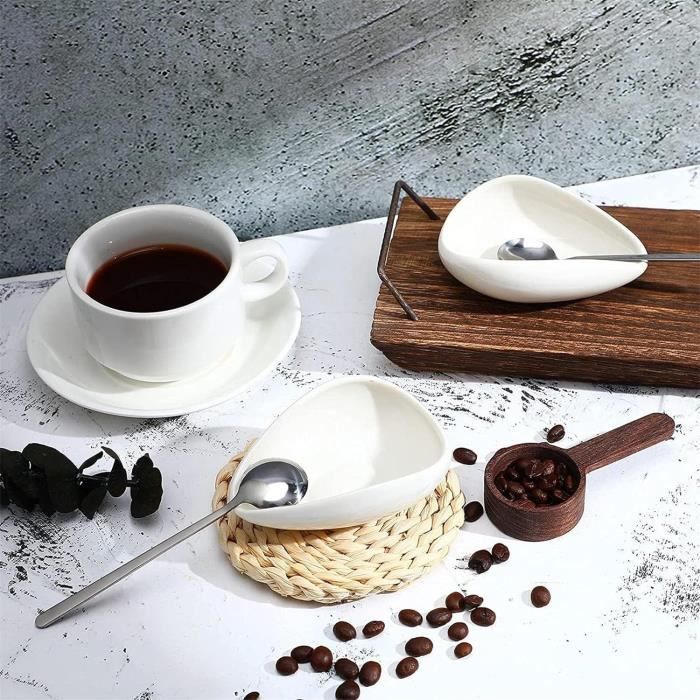 Verre doseur en grains de café - Bol doseur en céramique blanche - Pelle à  grains de café avec cuillère en acier inoxydable pour226