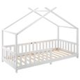 Dripex Lit Maison 200x90cm,Lit Cabane d'enfant bois massif avec barrières de sécurité,sommier, Blanc-3
